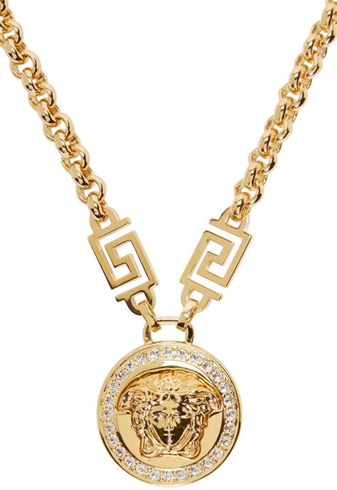 versace medusa charm necklace womens gold|Versace Medusa medallion necklace.